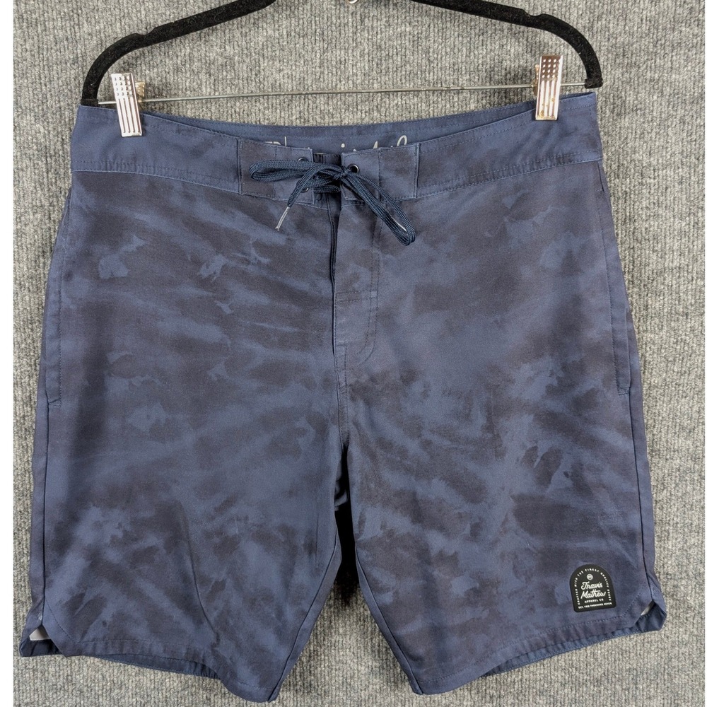 Travis Mathew Mens Board Shorts Navy Blue Cloud Wash Stretch Swim Trunks 33